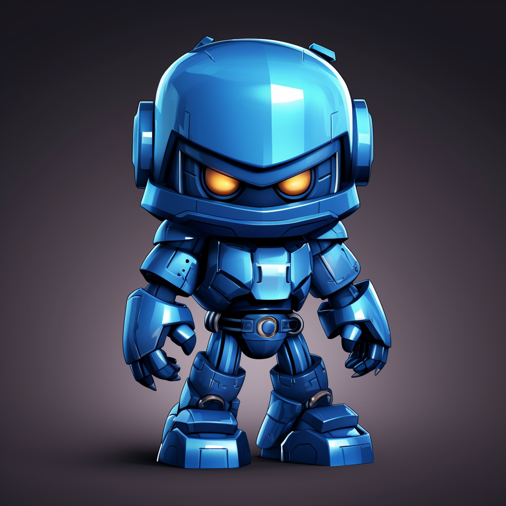 Cute Cartoon Robot Ninja in MegaMan Style