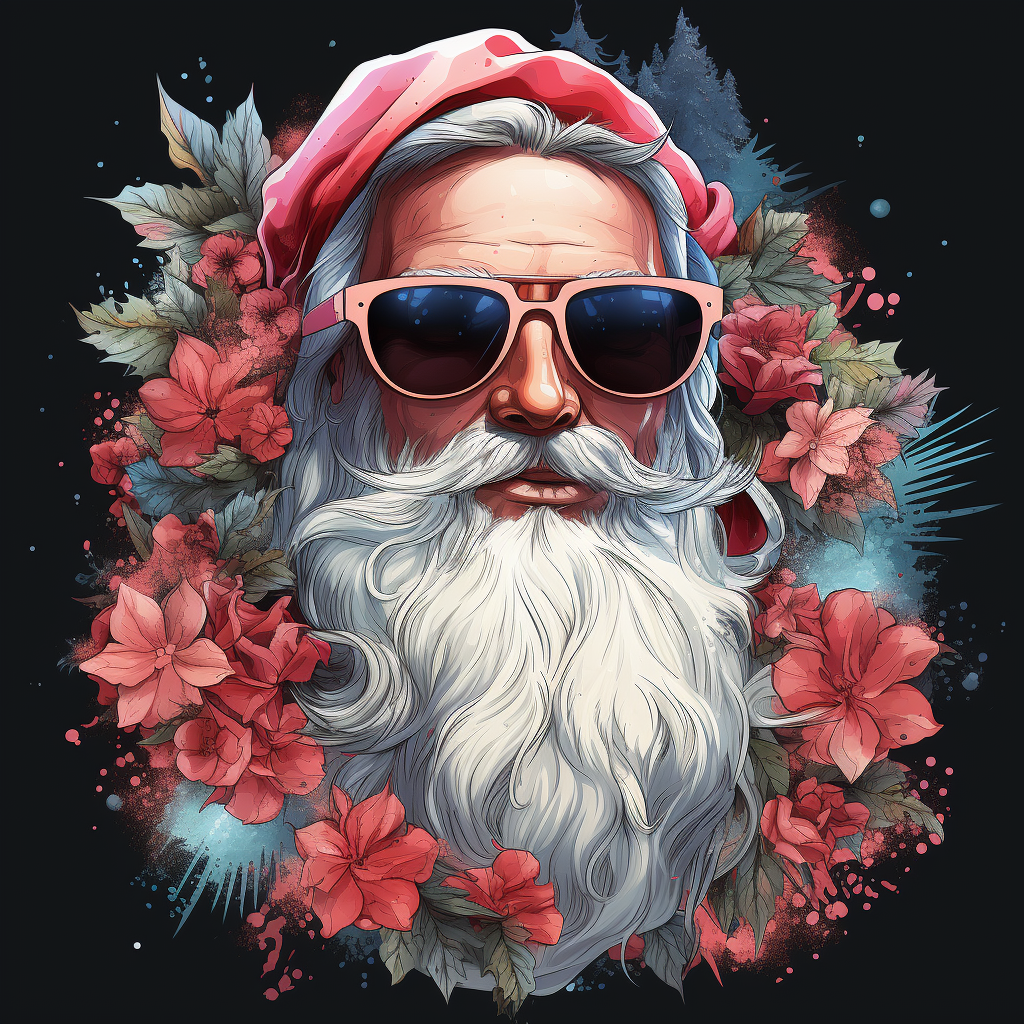 Cartoon Santa with Sunglasses