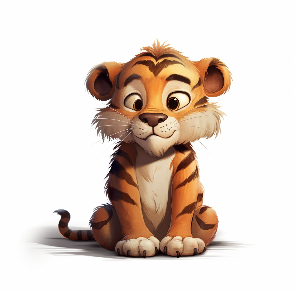 Cute Cartoon Tiger Sitting Down