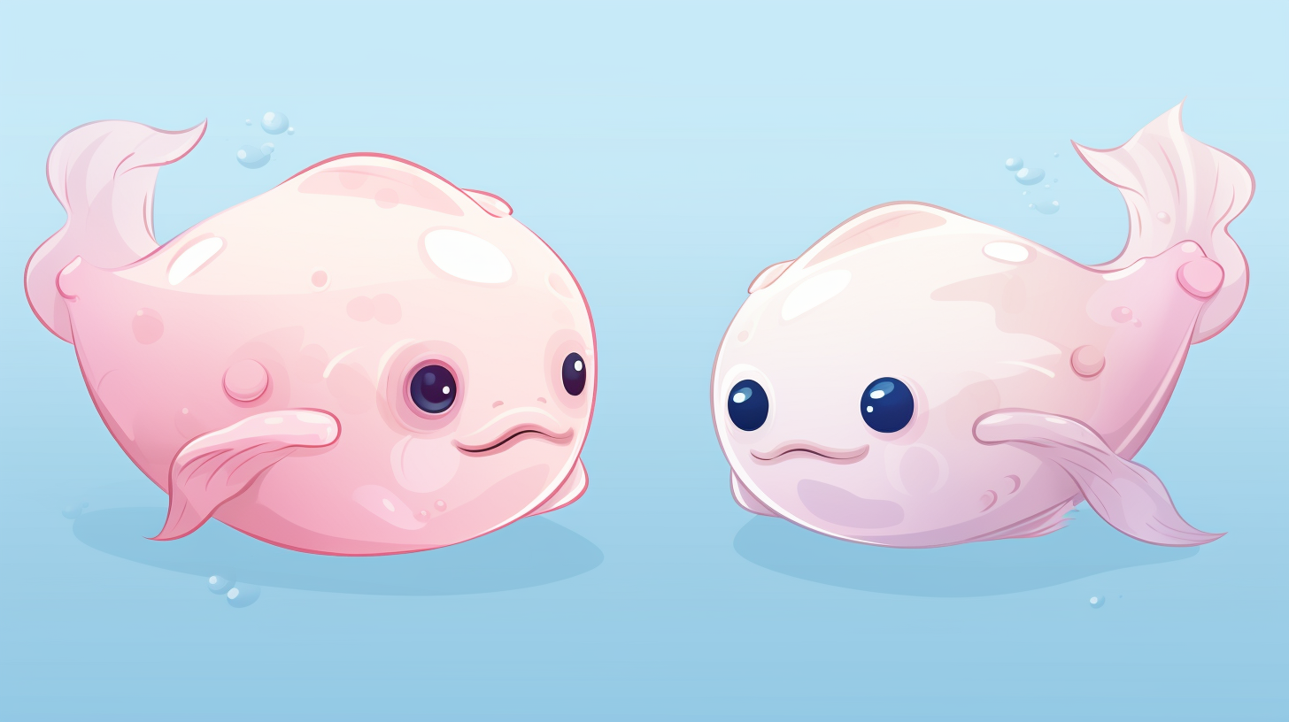 Cute Cartoon of Two Blobfish