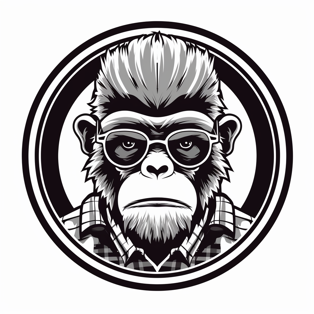 Cartoon white gorilla logo with vintage vibes