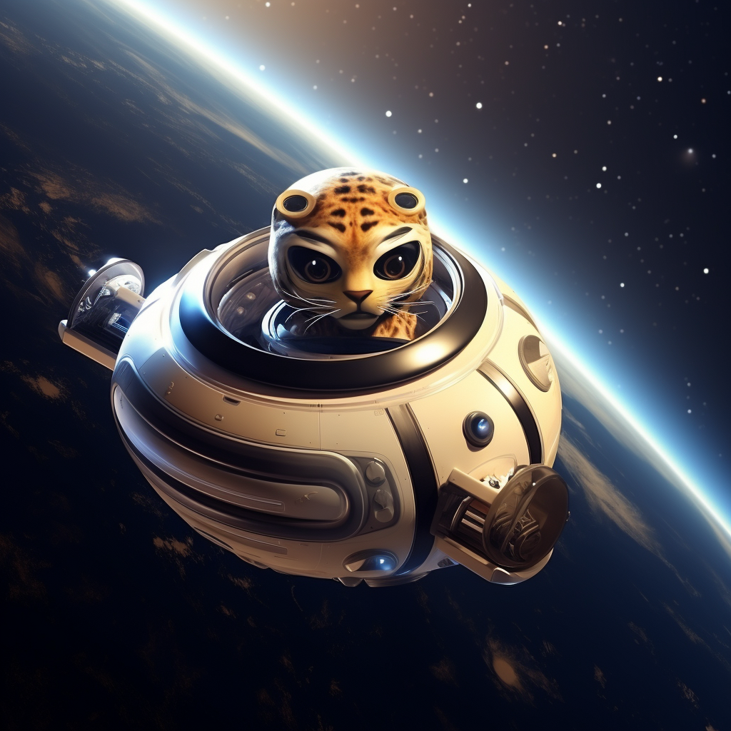 Cartoonish 3D Saturn with Jaguar Floating