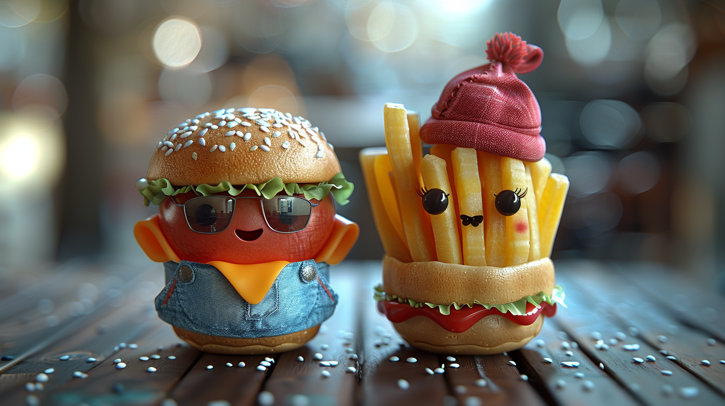 Cartoonish Burger Fries Characters Image