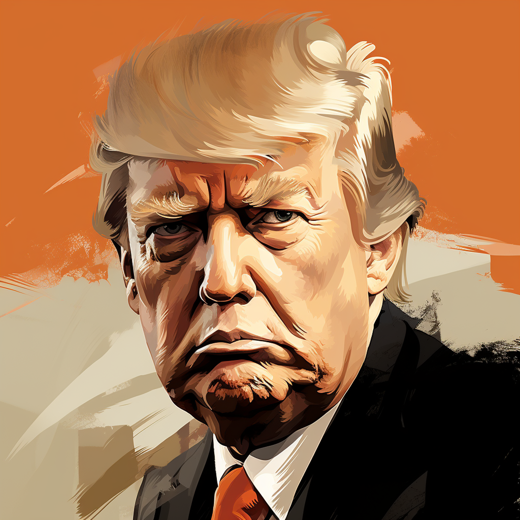 Cartoonish President Donald Trump in landscape