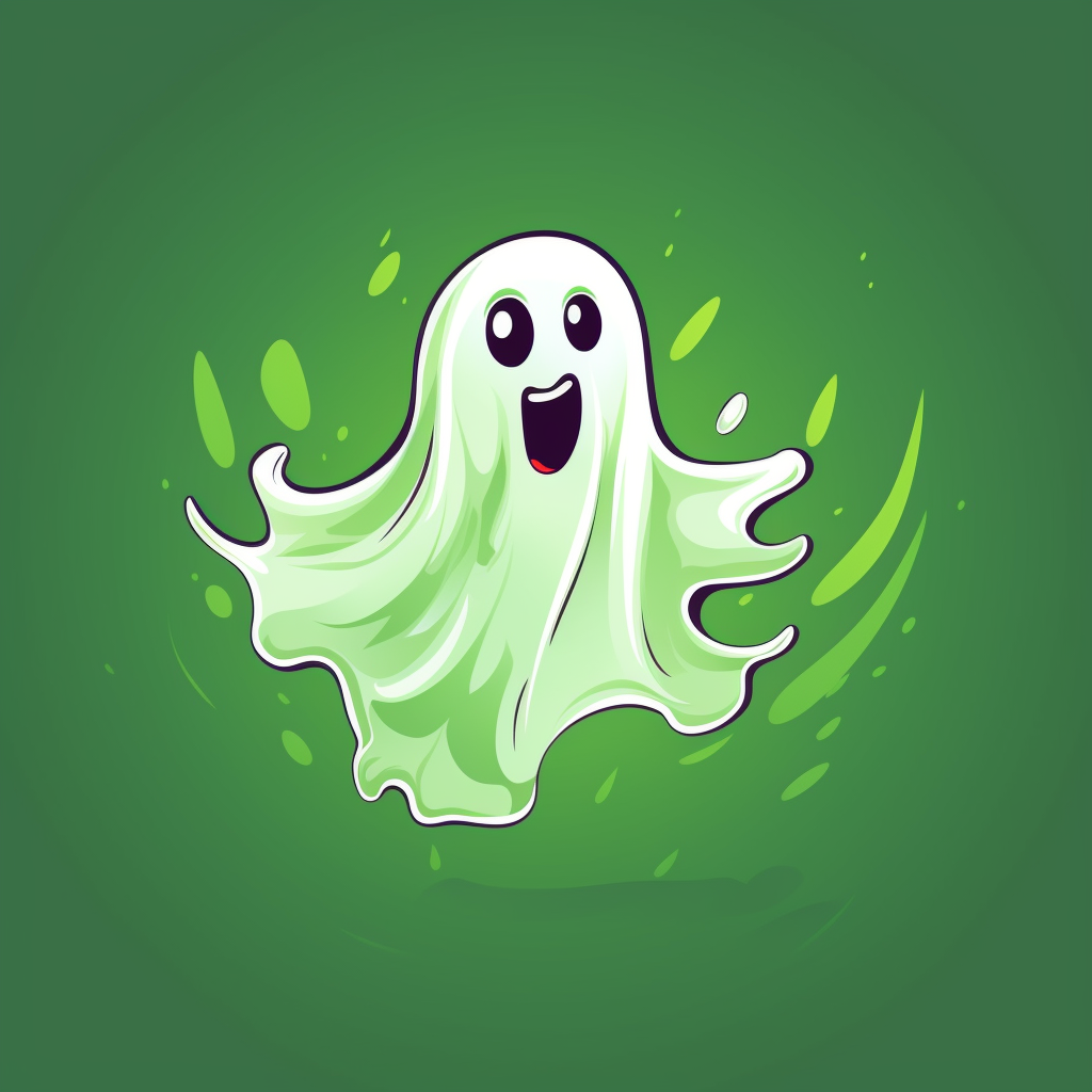 Cute and colorfully spooky ghost on a green background