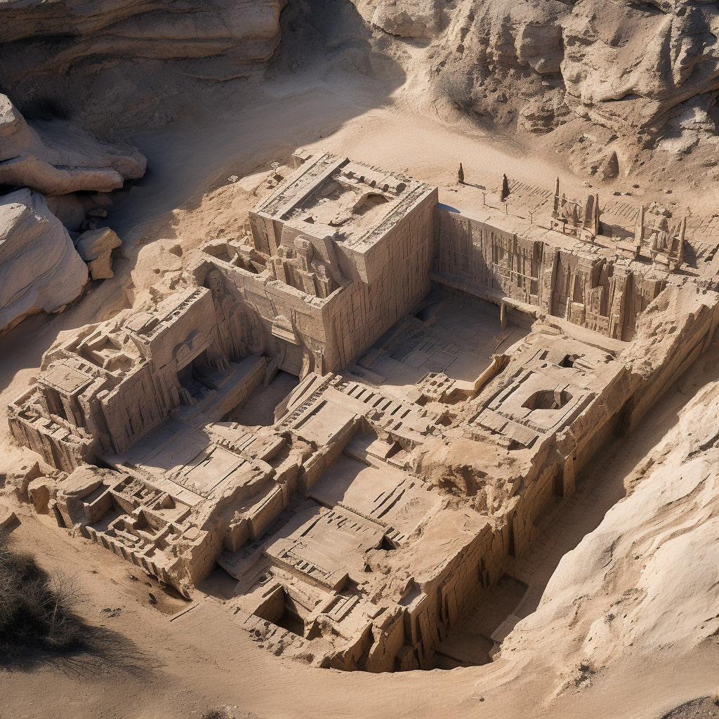 Bird's eye view of carved stone plateau