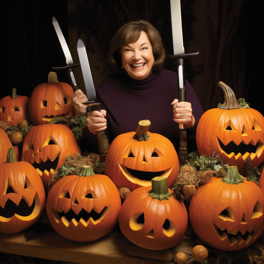 Friends carving pumpkins together