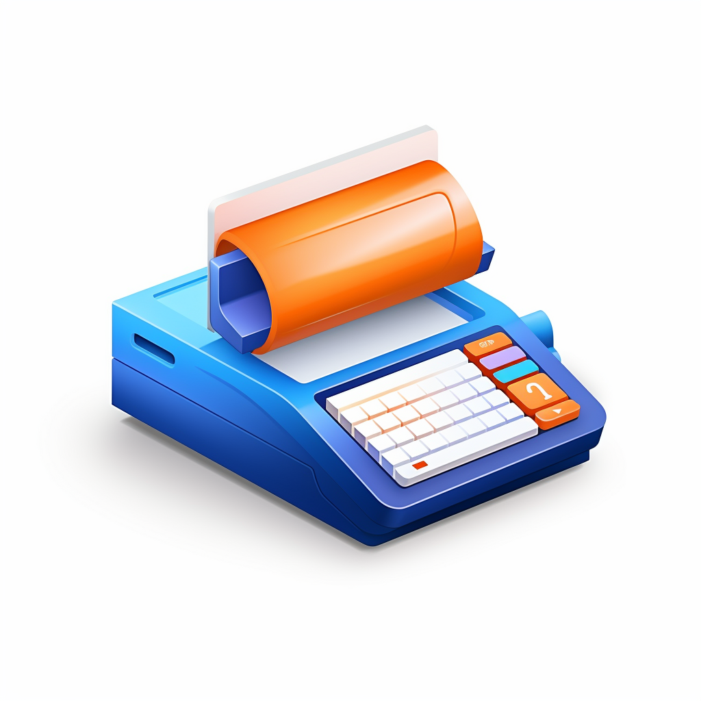 Blue and orange cash desk icon