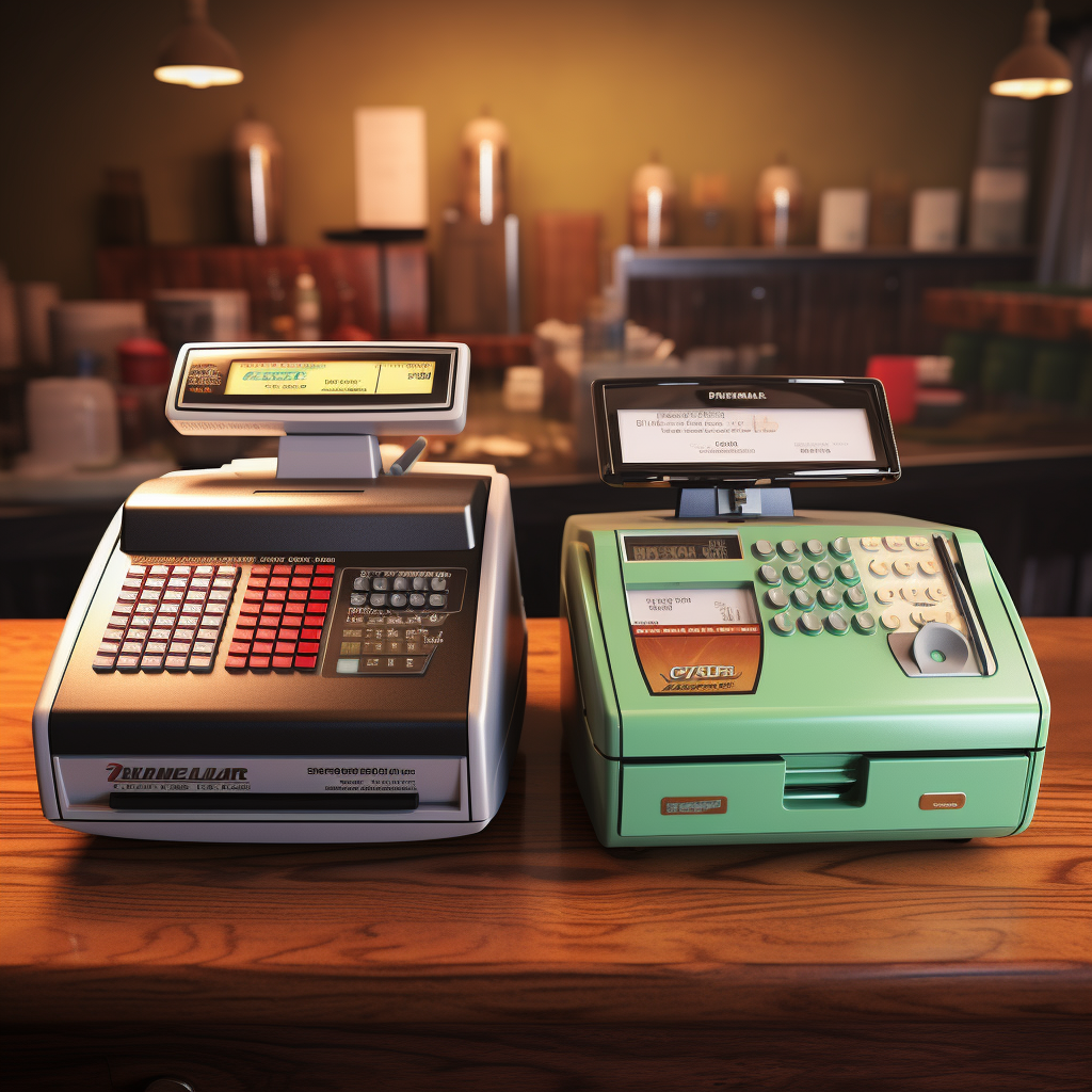 Closeup of Clean Cash Registers on Table