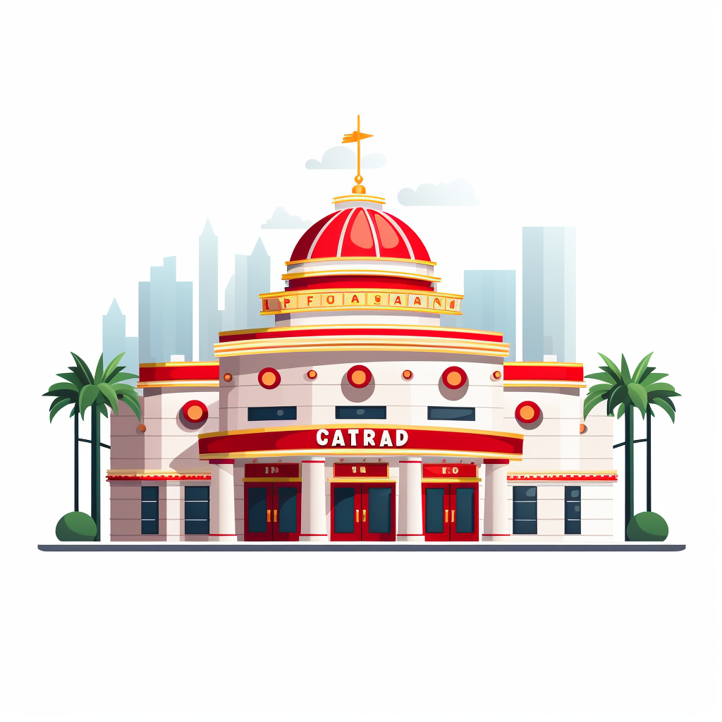 Casino Building White Background Flat 2D Art