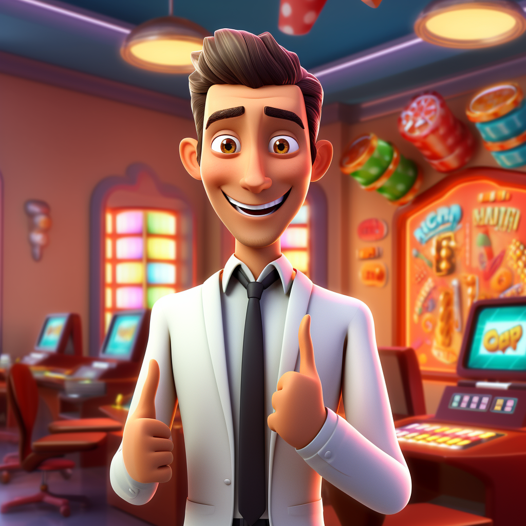 Handsome male casino dealer in welcome pose