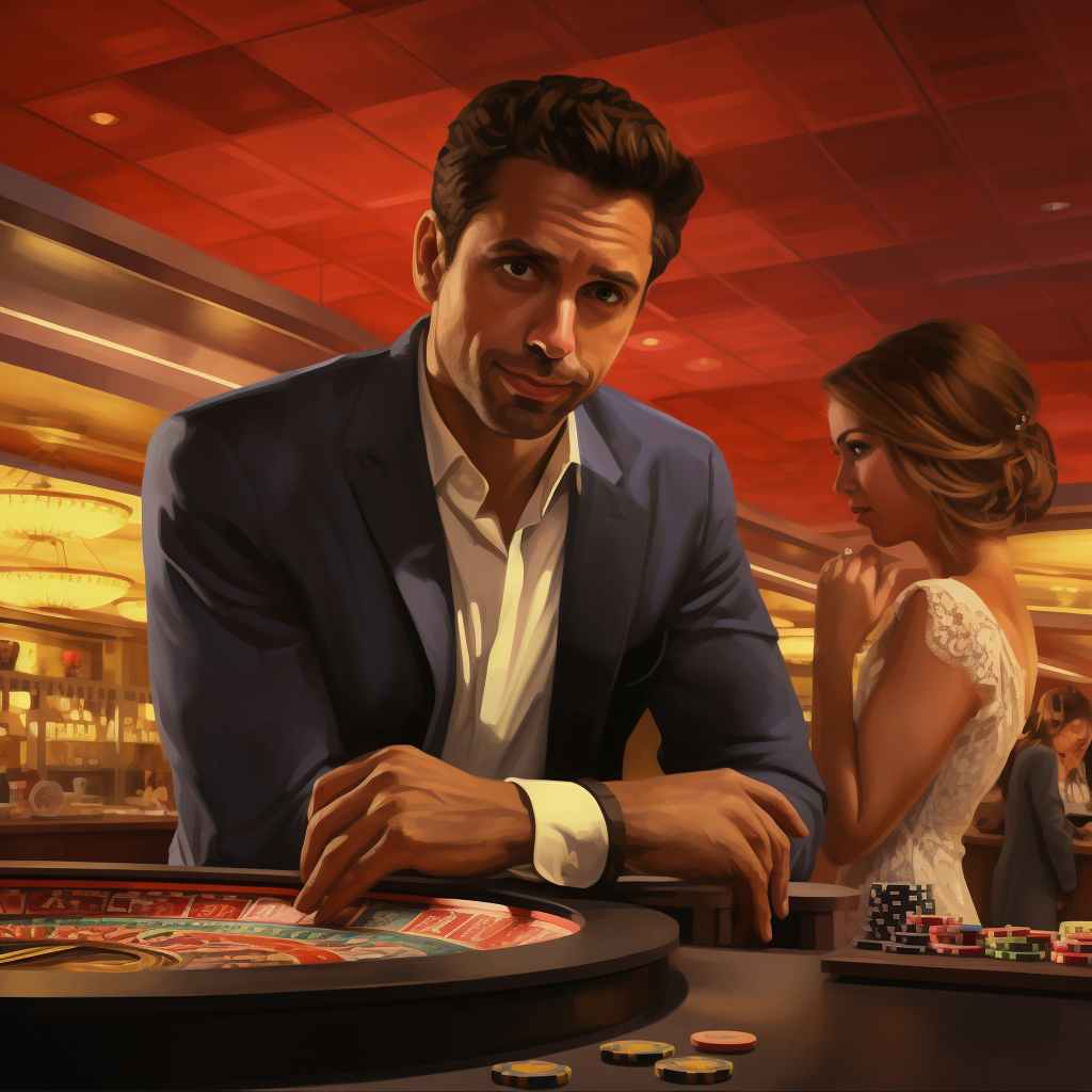 Two people at a casino roulette table