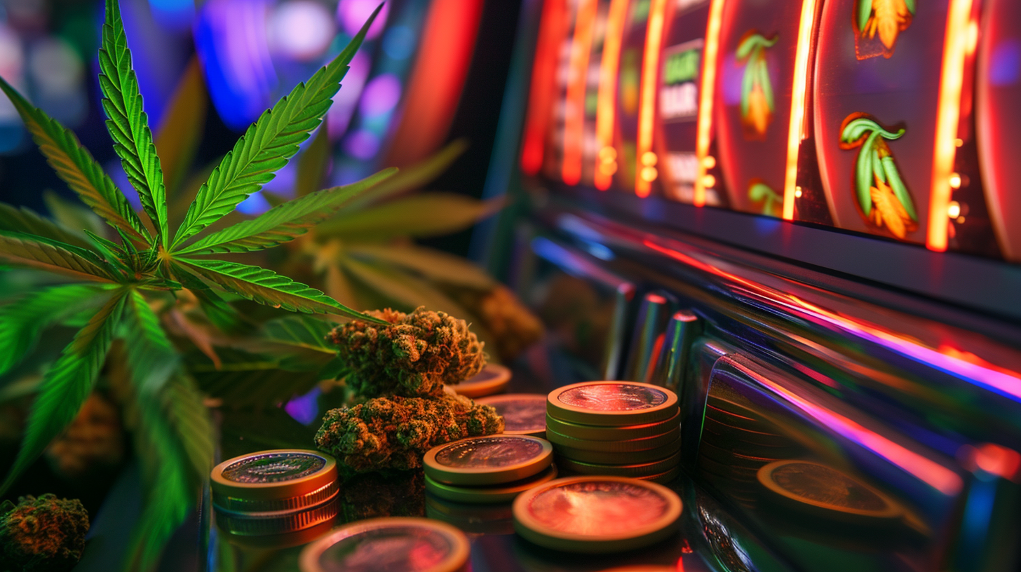 Casino Slot with Cannabis Leaves and Buds