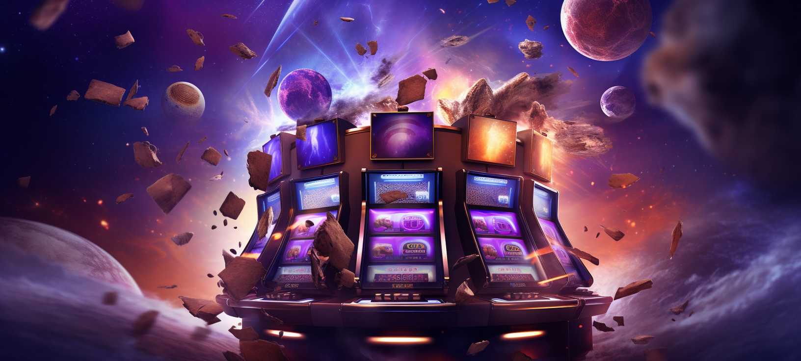 Casino slot game with space-themed graphics