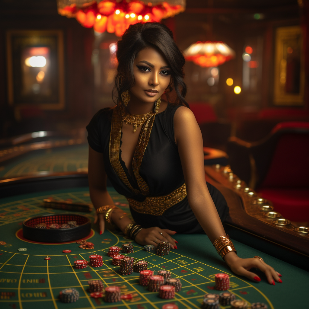 Female dealer at the casino table