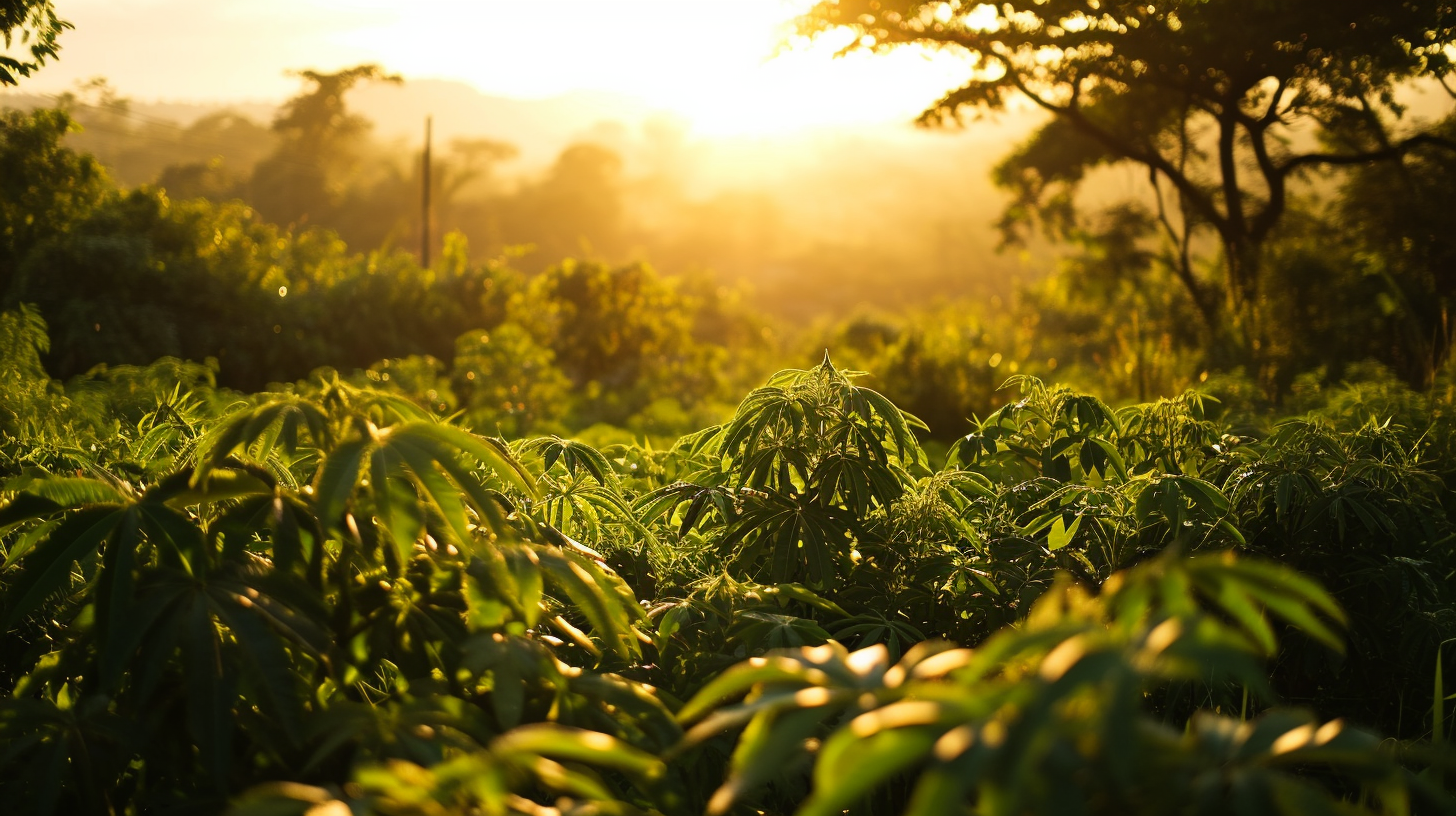 Beautiful cassava field landscape