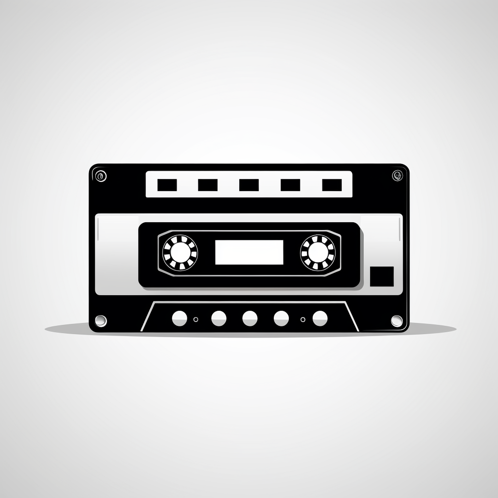 Black and white cassette tape icon