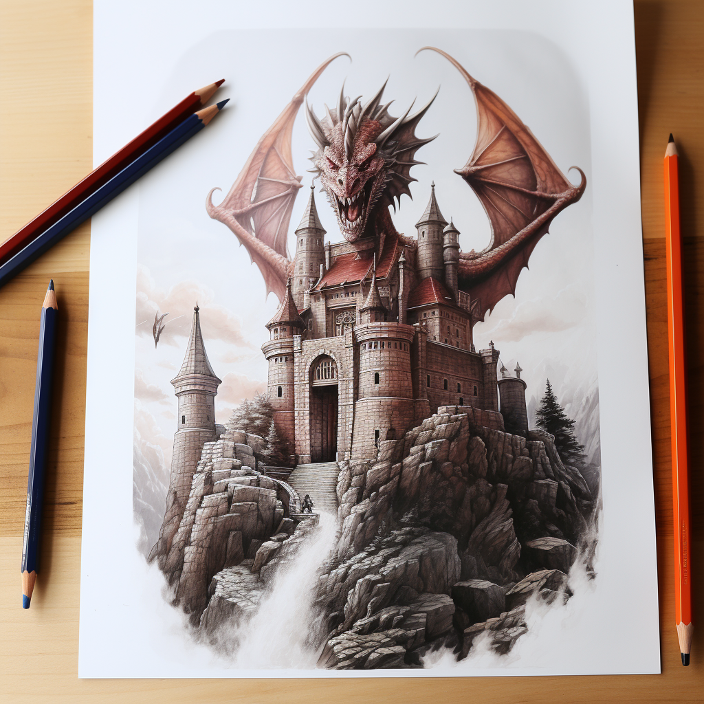 Castle Guarded by Dragon - Realistic