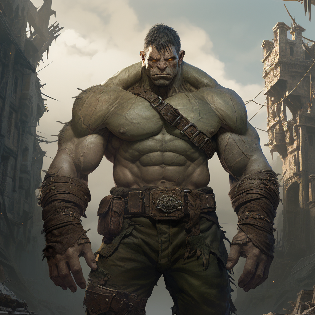 Muscular orc in castlepunk aesthetic