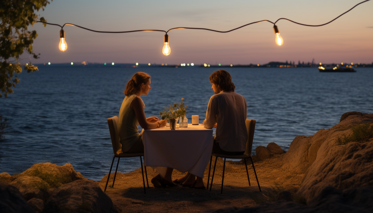 Casual dinner by the sea with Salvador Dali and Wes Anderson inspiration