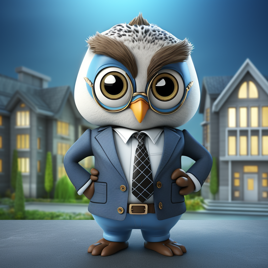 3D owl mascot for real estate company