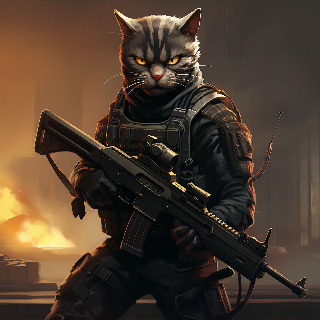 Cat with Assault Rifle in Concept Art