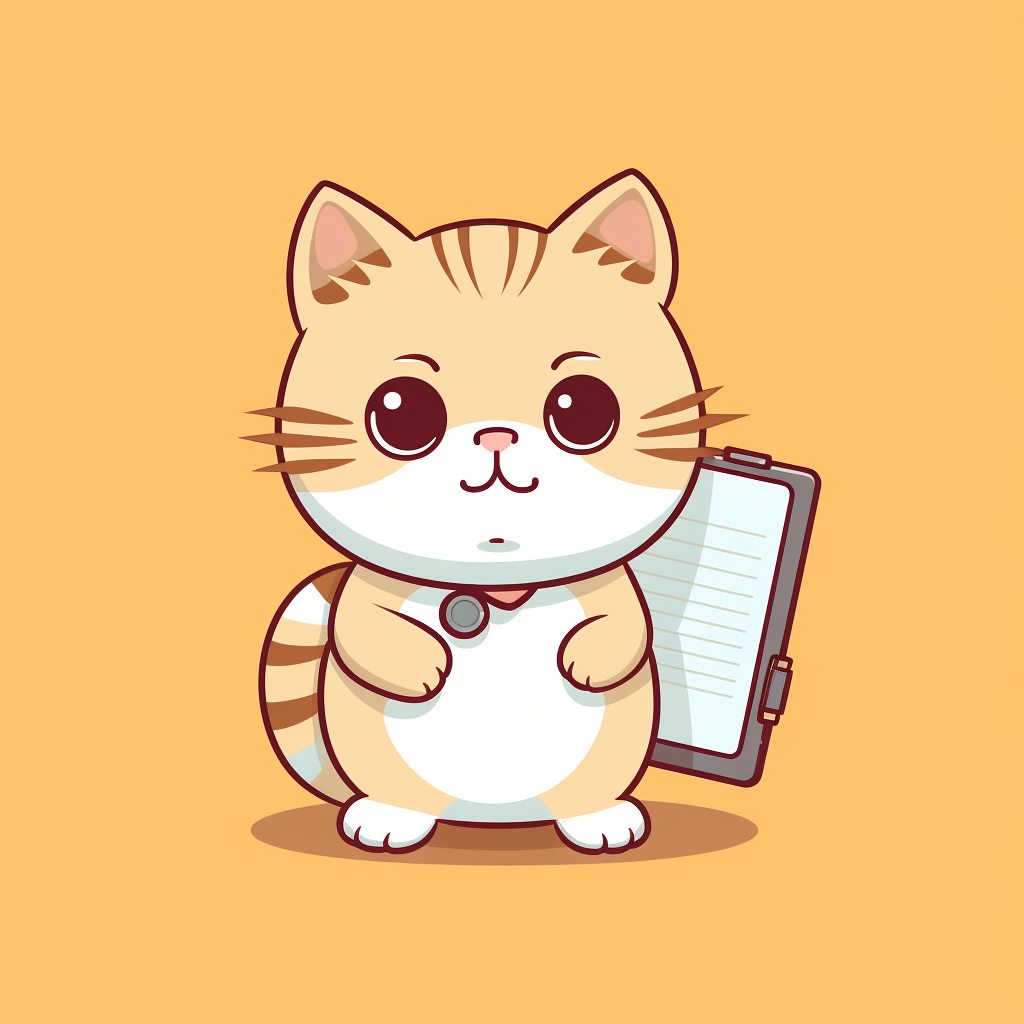 Cute cat boss holding a clipboard