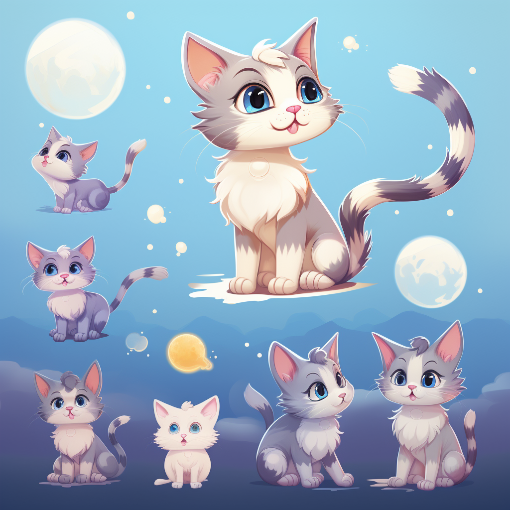 Cat Cartoon Reference Sheet Moon Rainbow