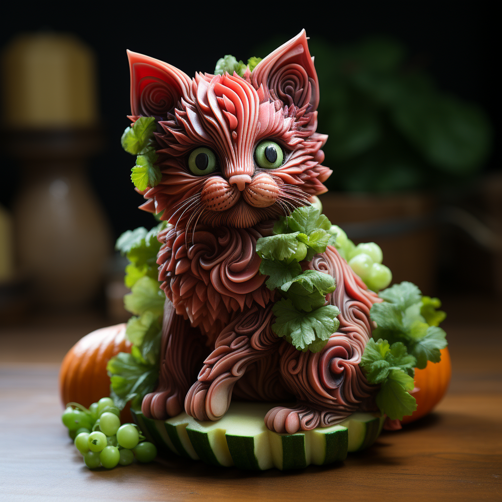 Cute cat portrait from watermelon