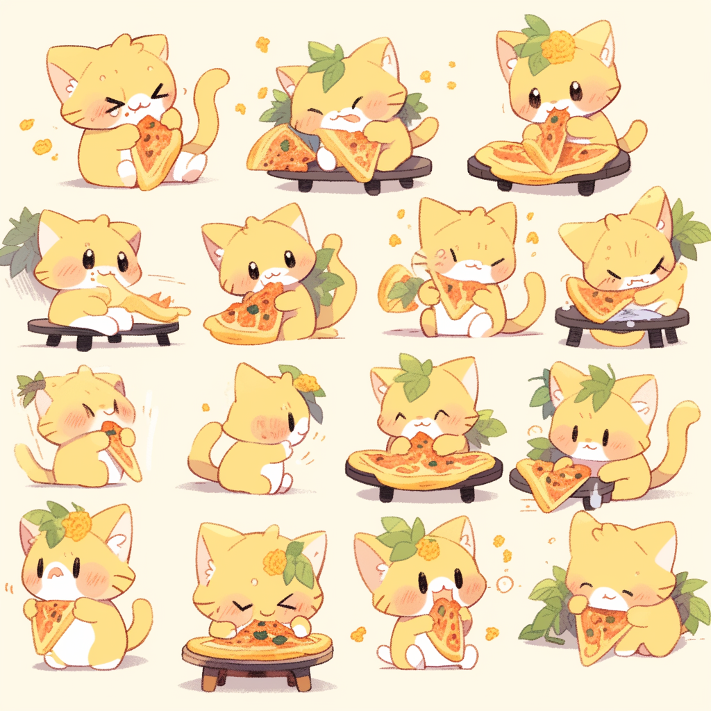 Cute cat enjoying pineapple pizza