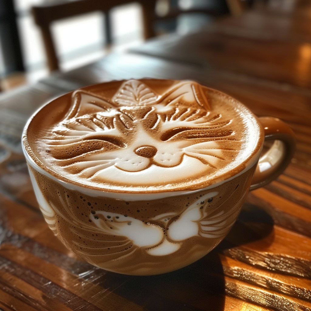 Cat face latte art design