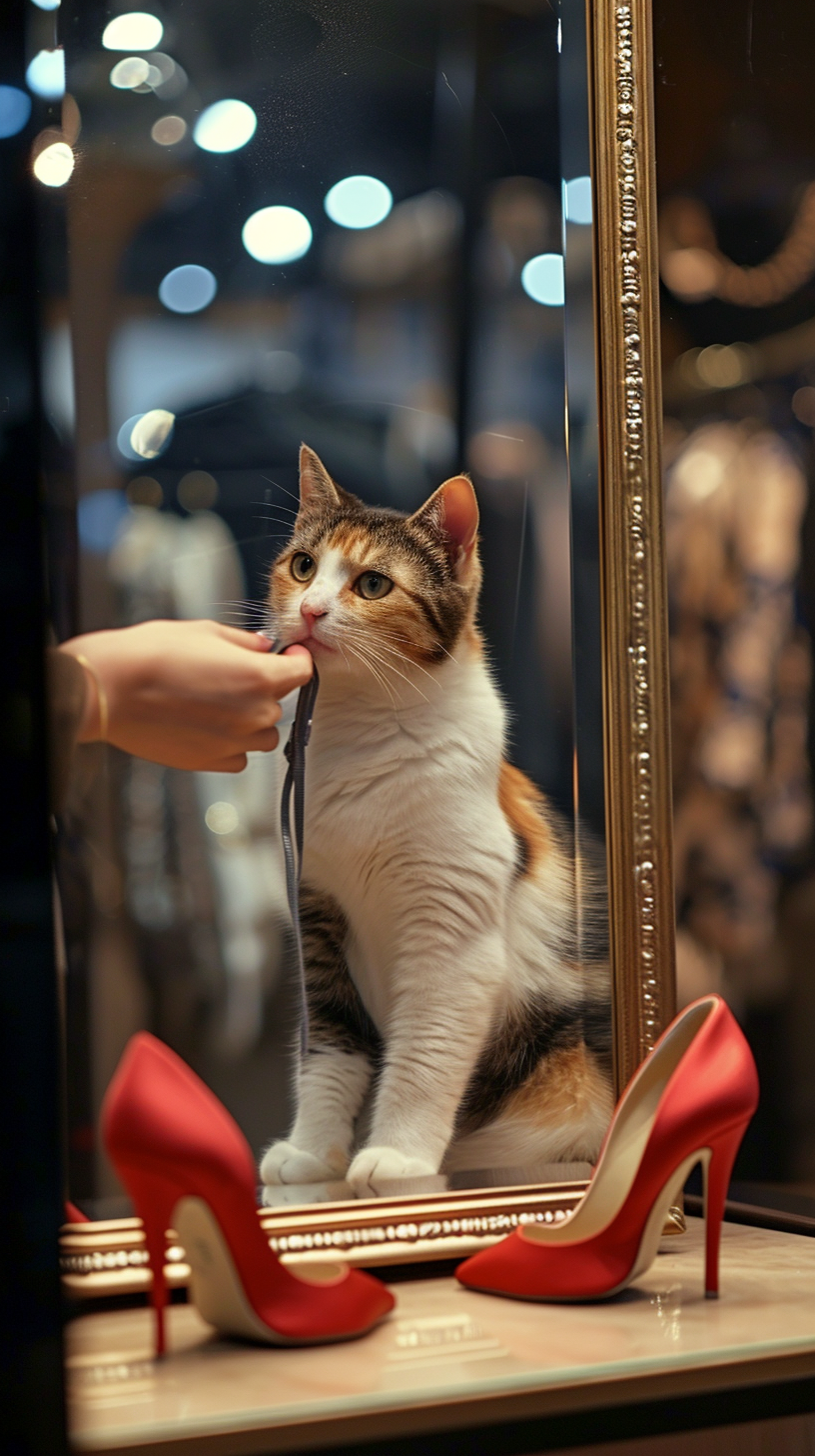 Cat in fashionable high heels