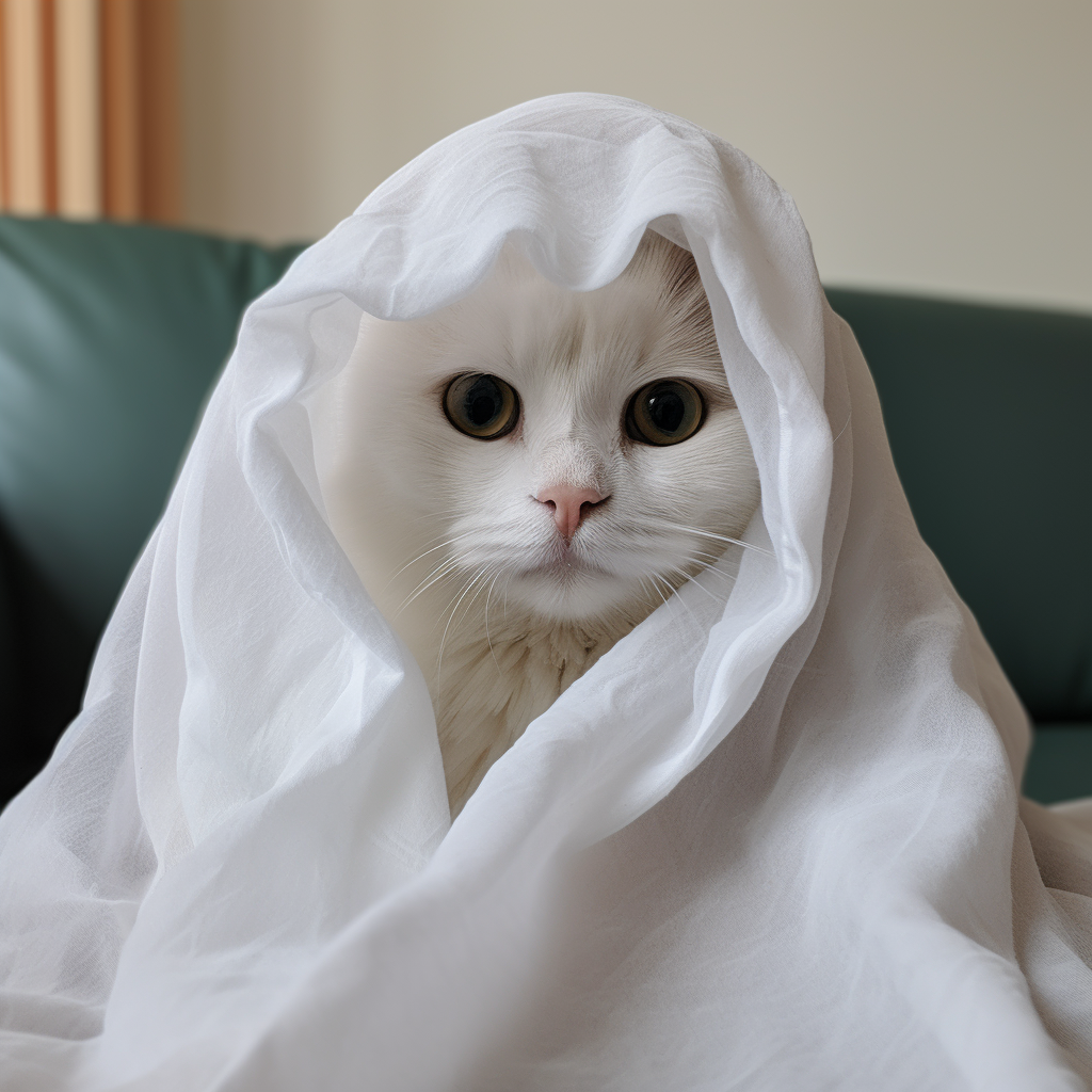 Cat in ghost costume