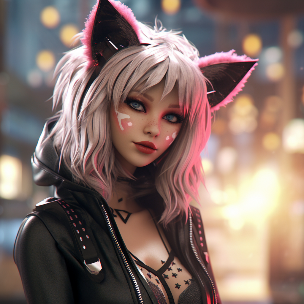 Beautiful cat girl in HD photo
