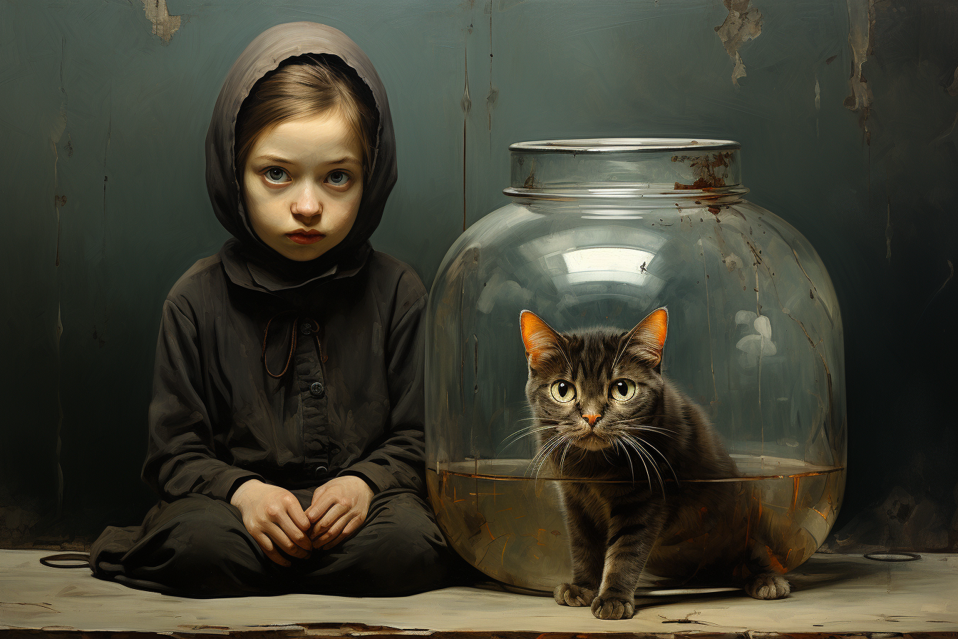 Cat and Goldfish Bowl Artwork