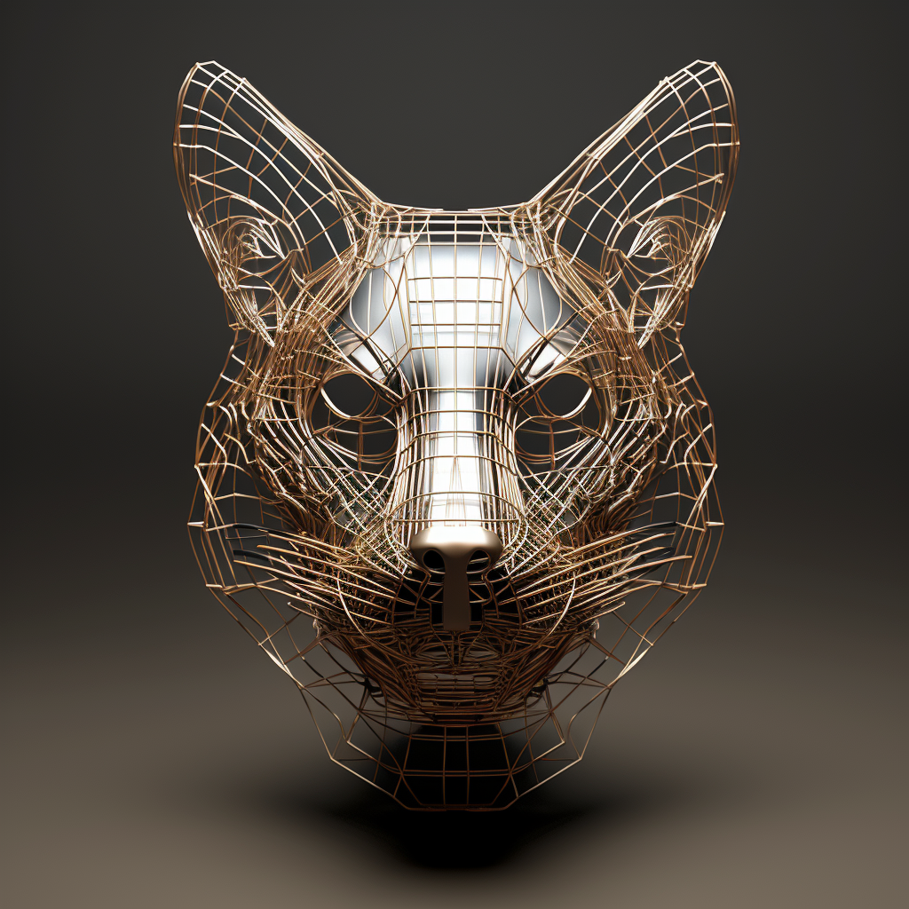 Unique 3D wireframe cat head