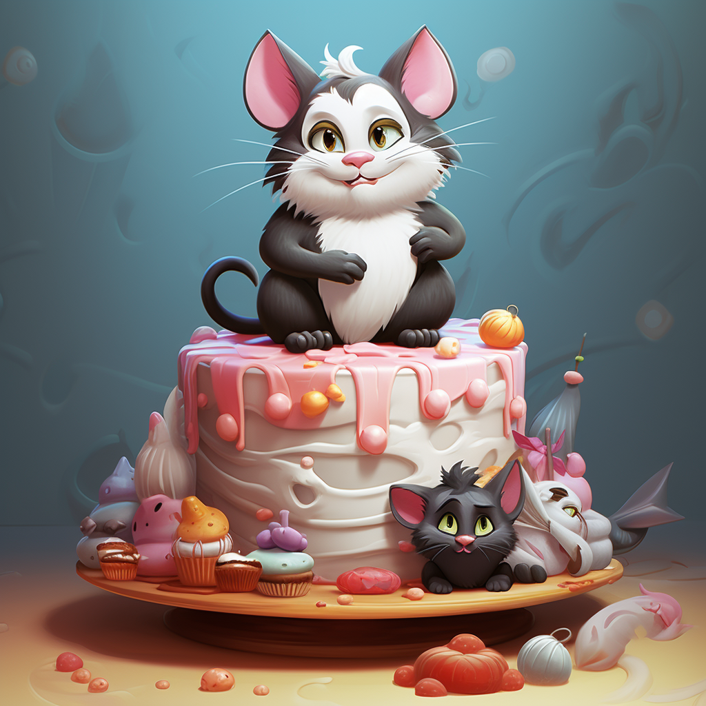 Adorable cat enjoying ice cream cake