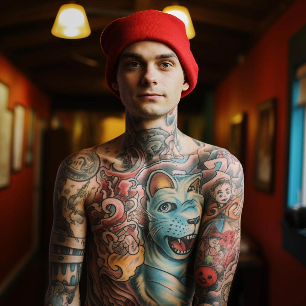 Cat in the Hat with Tattoos