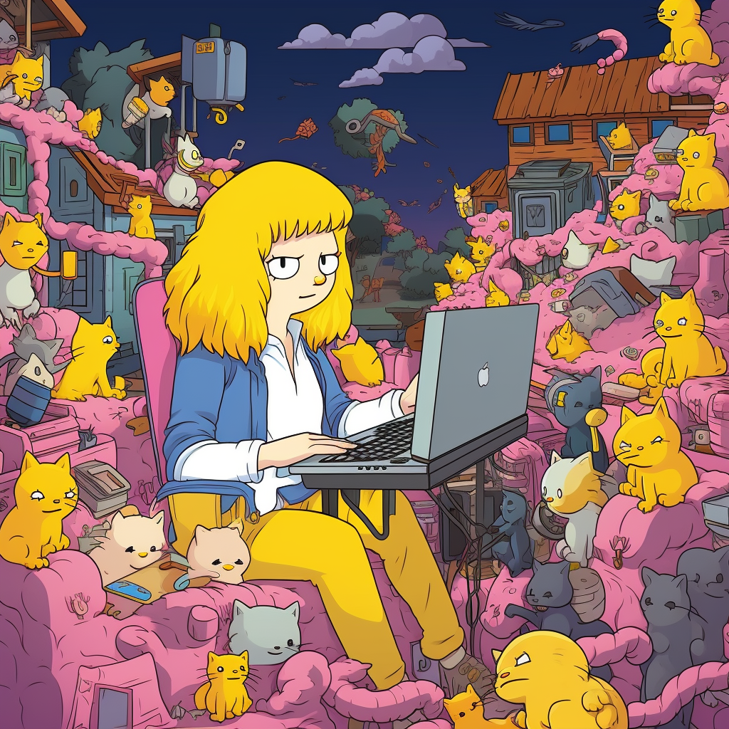 Cat Lady Hacker in Simpsons Style