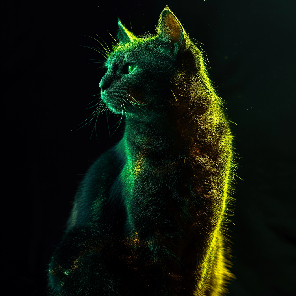 Uranium cat on black background