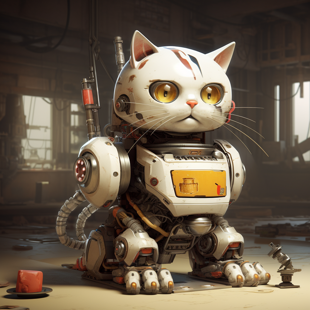 Cat Mecha Robot Seeking Treats