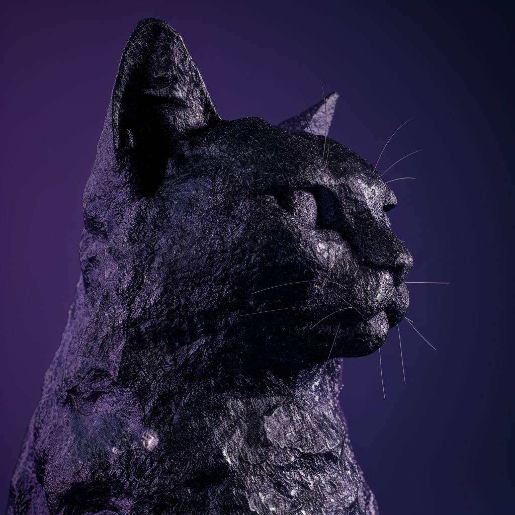 Obsidian cat in 4K resolution