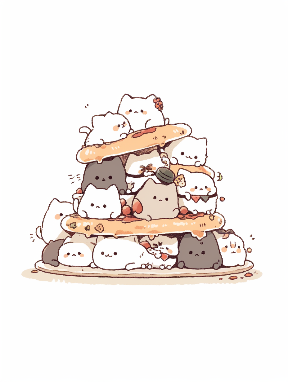 Cute cat pizza party illustration