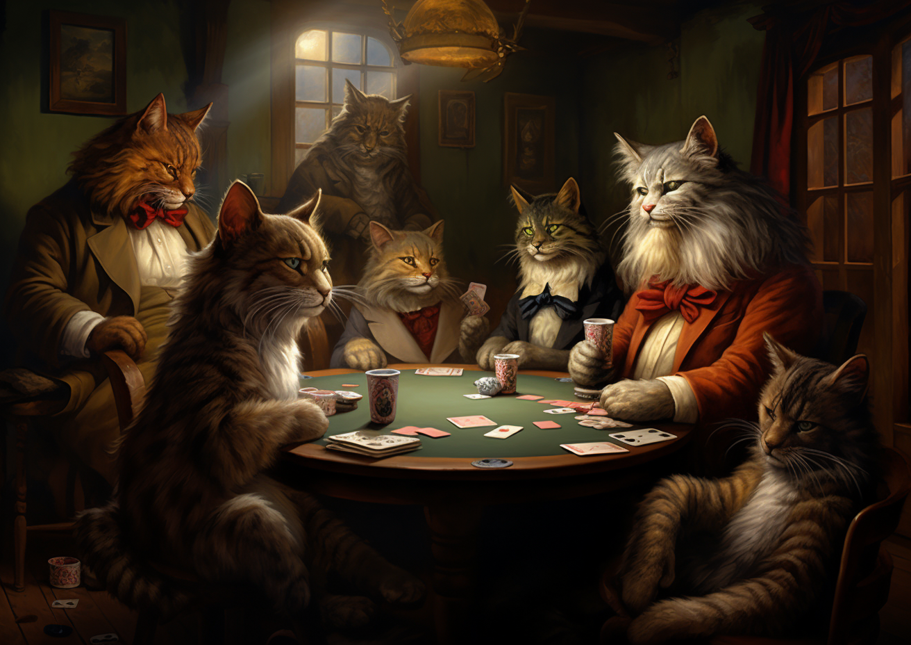 Cats playing poker artwork