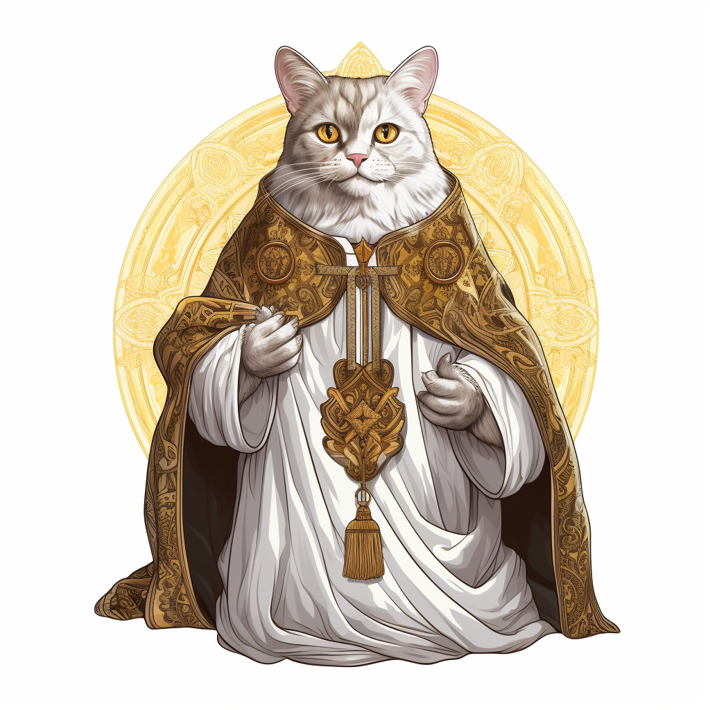 Cat wearing priest robes