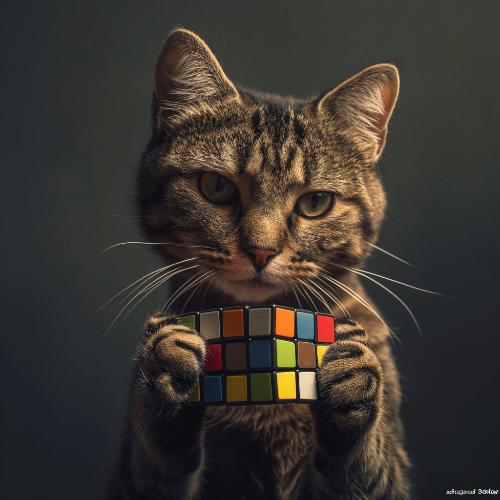 Cat solving Rubik's cube