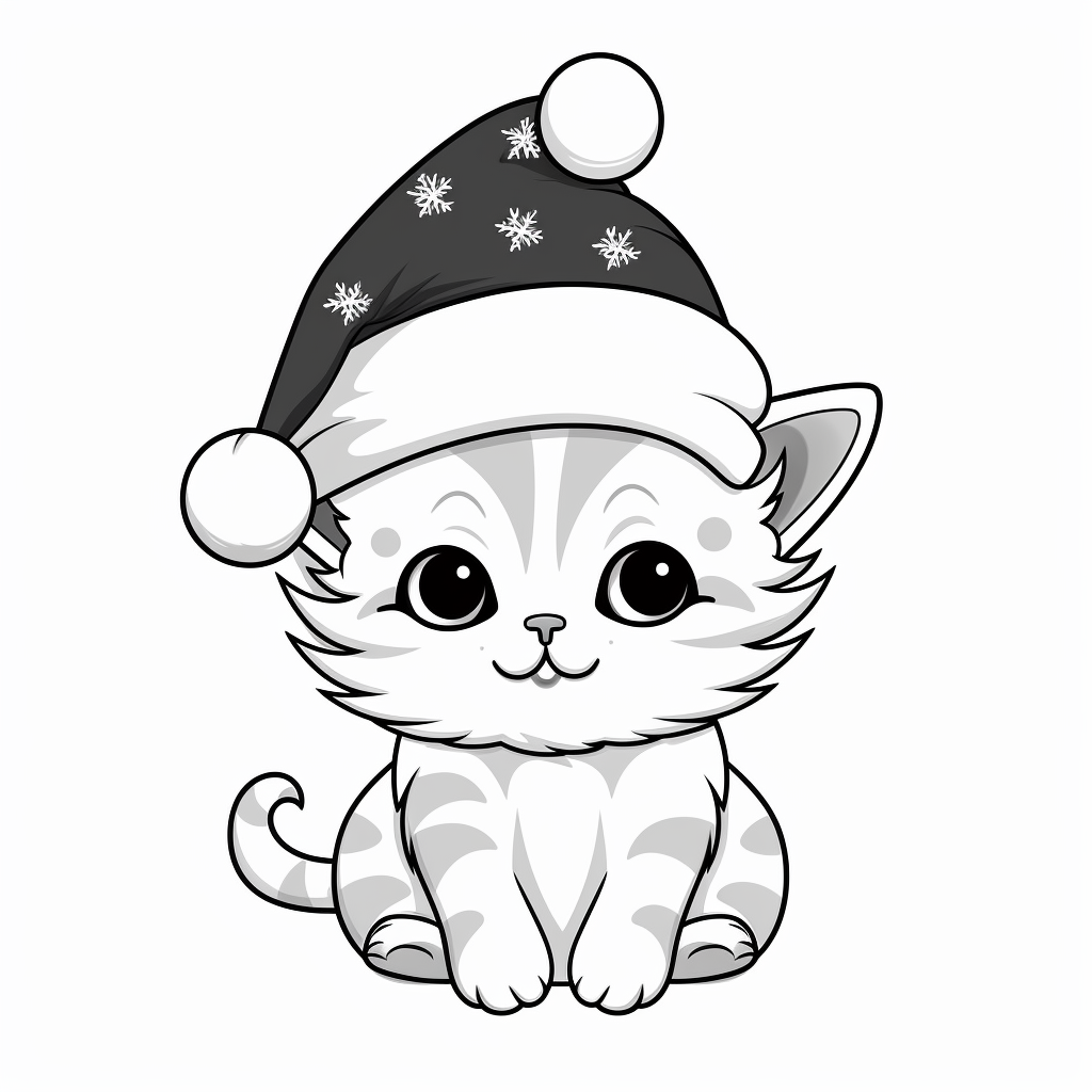 Cartoon cat with Santa Claus hat