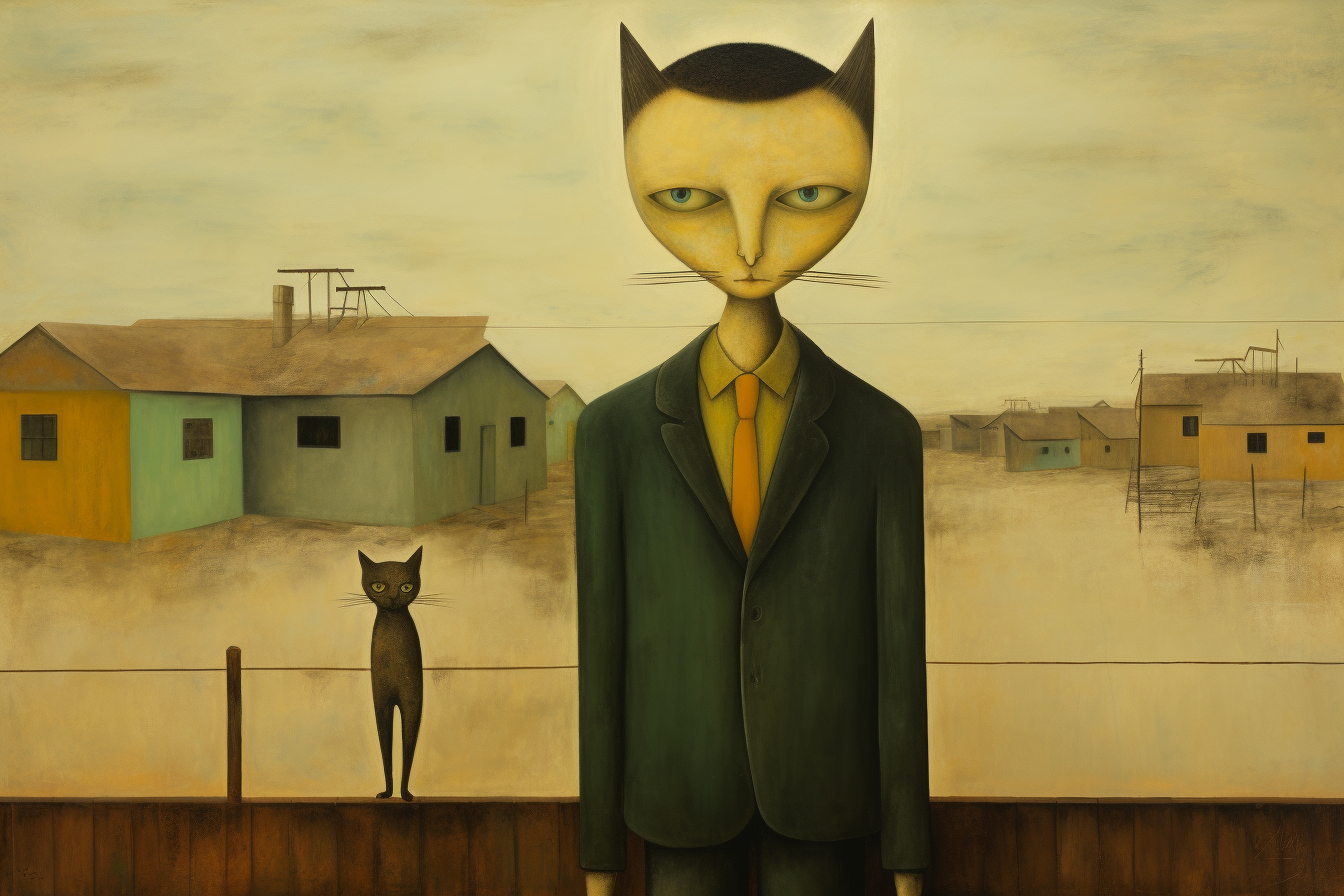 Cat on Fence - Bauhaus Painting