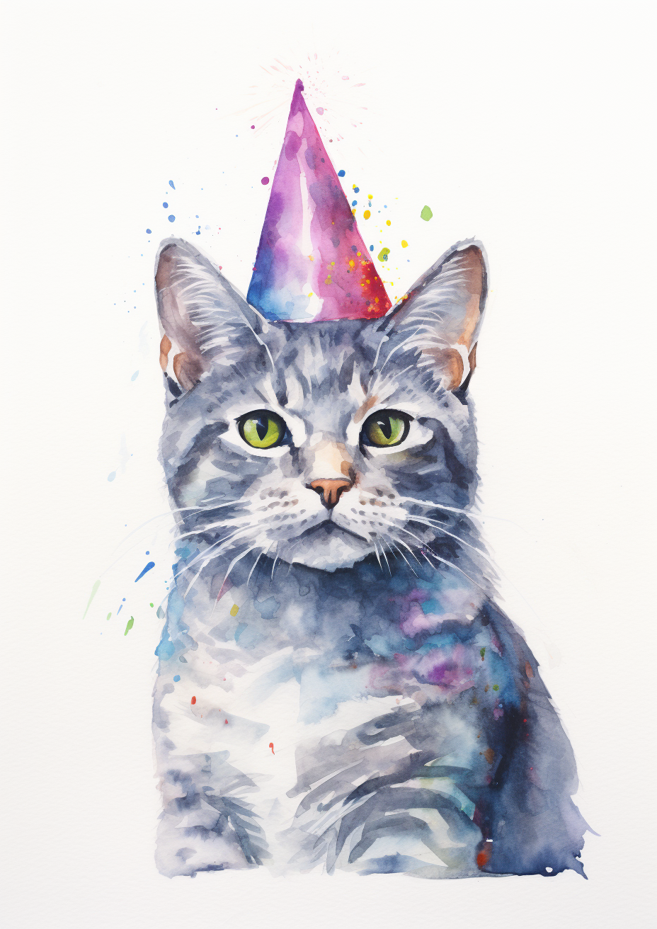 Cat wearing tinfoil hat painting