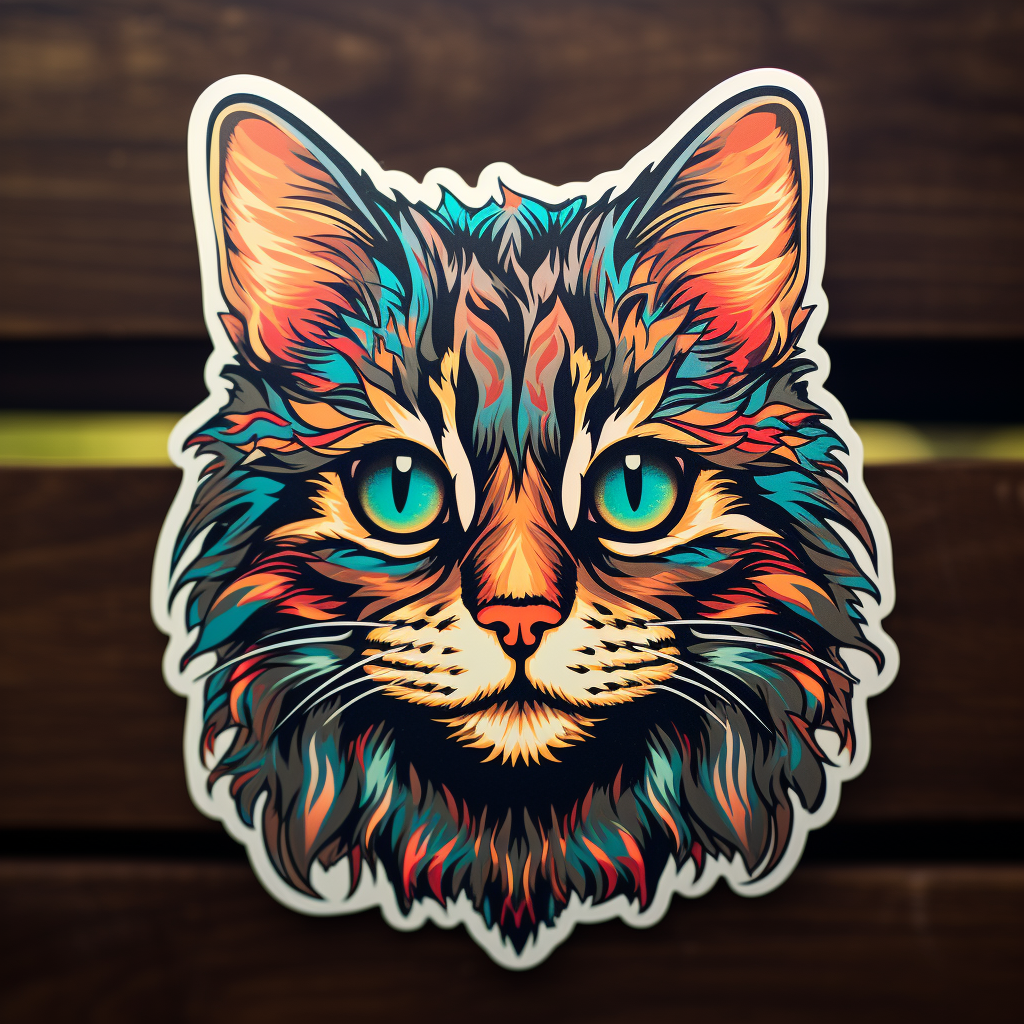 Colorful cat die cut sticker